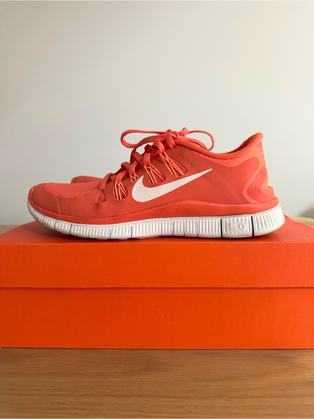 Nike Free 5.0 Run Orange Running Shoes with White Swoosh
